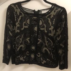 Karina Grimaldi Black Beaded Top